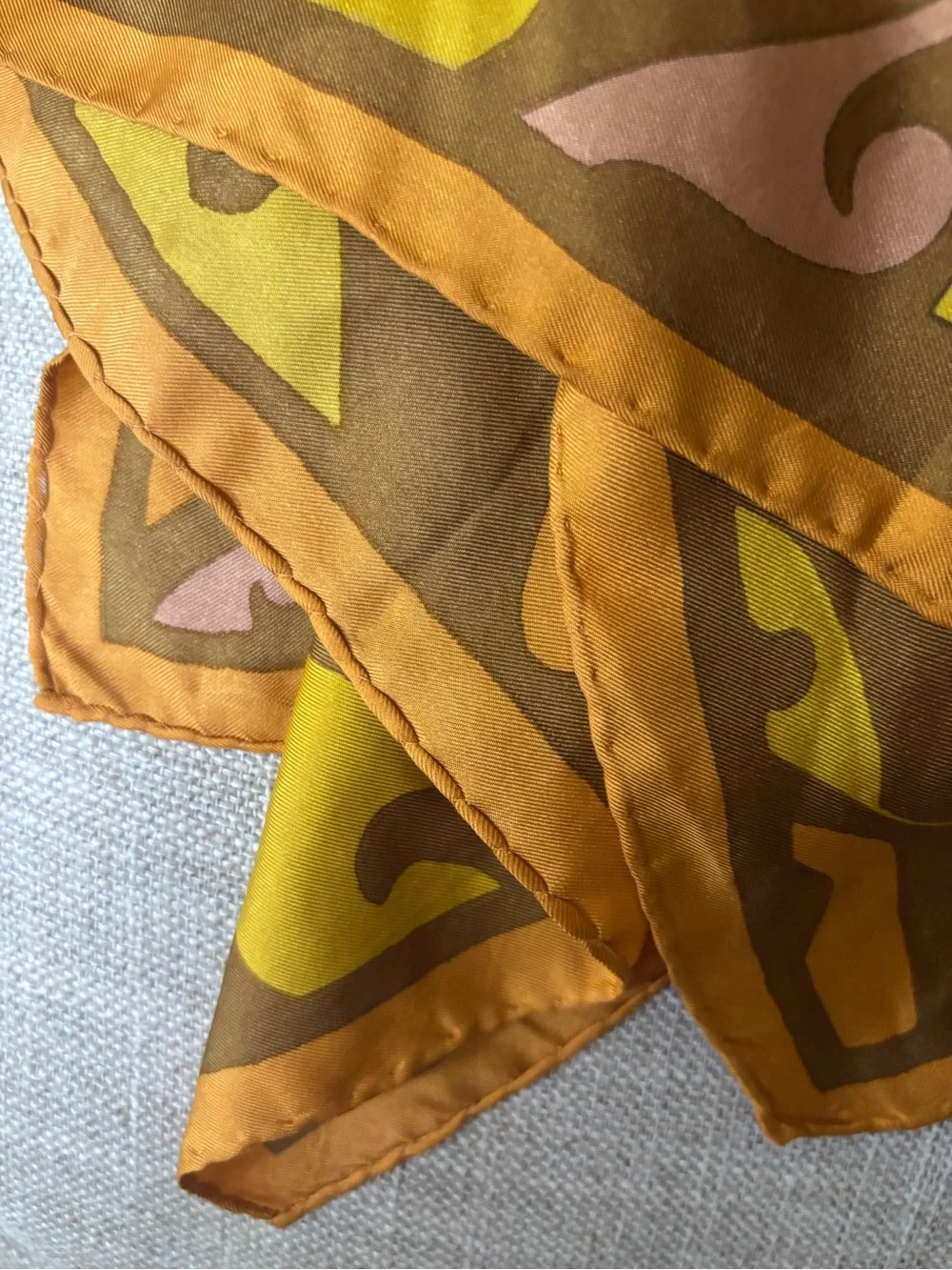 Dior Silk Scarf in Yellow, Brown & Blush
